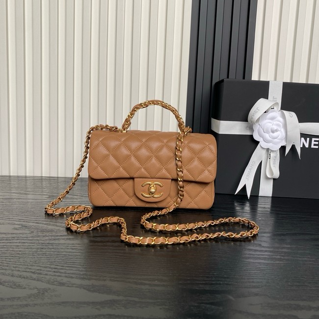 CHANEL Mini Flap Bag with Top Handle AS5701 Camel