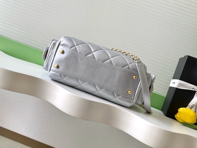CHANEL Small Bowling Bag Lambskin AS5792 Silver
