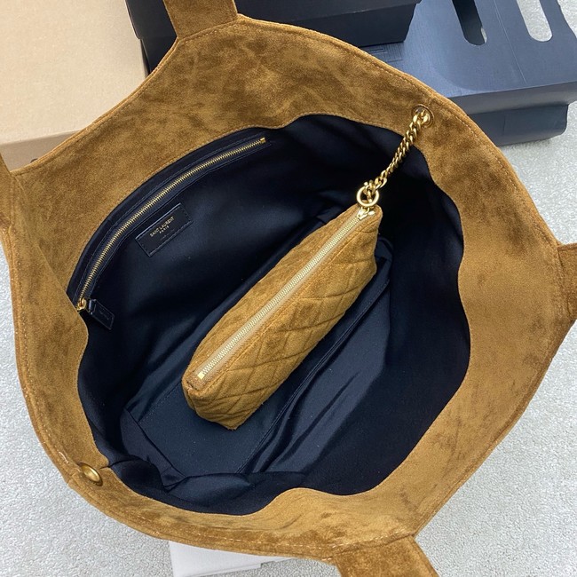 Yves Saint Laurent ICARE Medium in quilted suede 858191 CARAMEL COGNAC