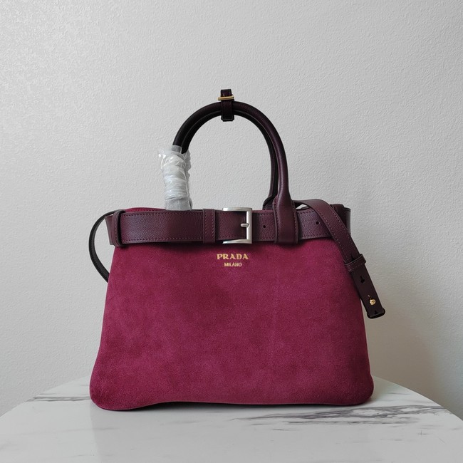 Prada medium leather tote bag 1BA434 Purple red