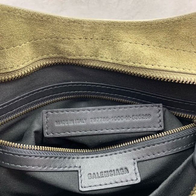 Balenciaga Le City medium suede tote bag 230582 green