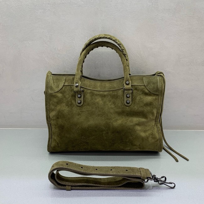 Balenciaga Le City small suede tote bag 230582 green