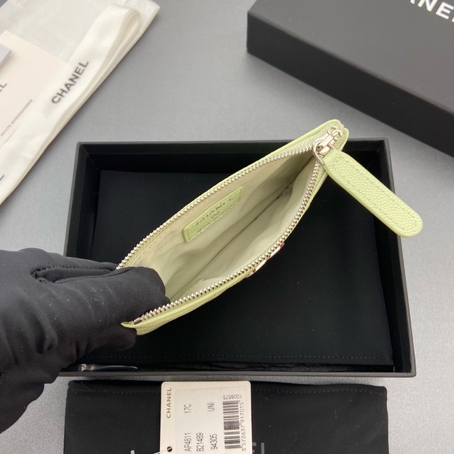 Chanel Zipped Pocket wallet S4811 light green