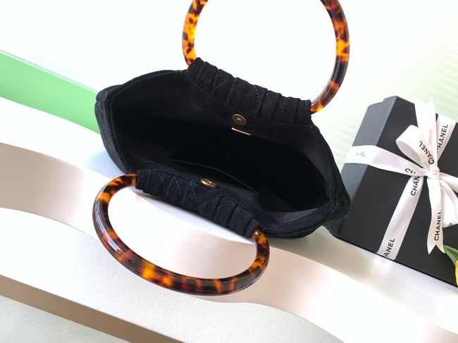 CHANEL Hobo Bag Suede AS6010 black