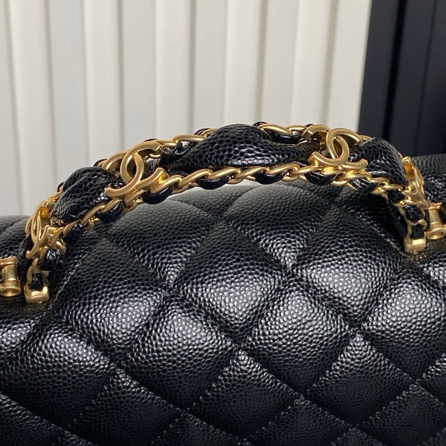 CHANEL Mini Flap Bag with Top Handle AS5702 black&gold Metal