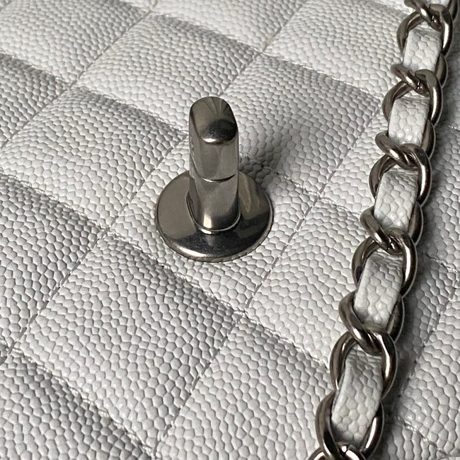 CHANEL Mini Flap Bag with Top Handle AS5702 white&Silver Metal