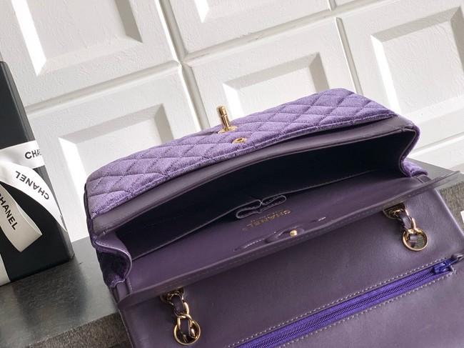 CHANEL Classic 11.12 Handbag velvet A01112 Purple