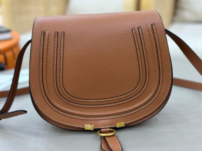 Chloe Grained Calfskin MARCIE saddle bag 31054 brown