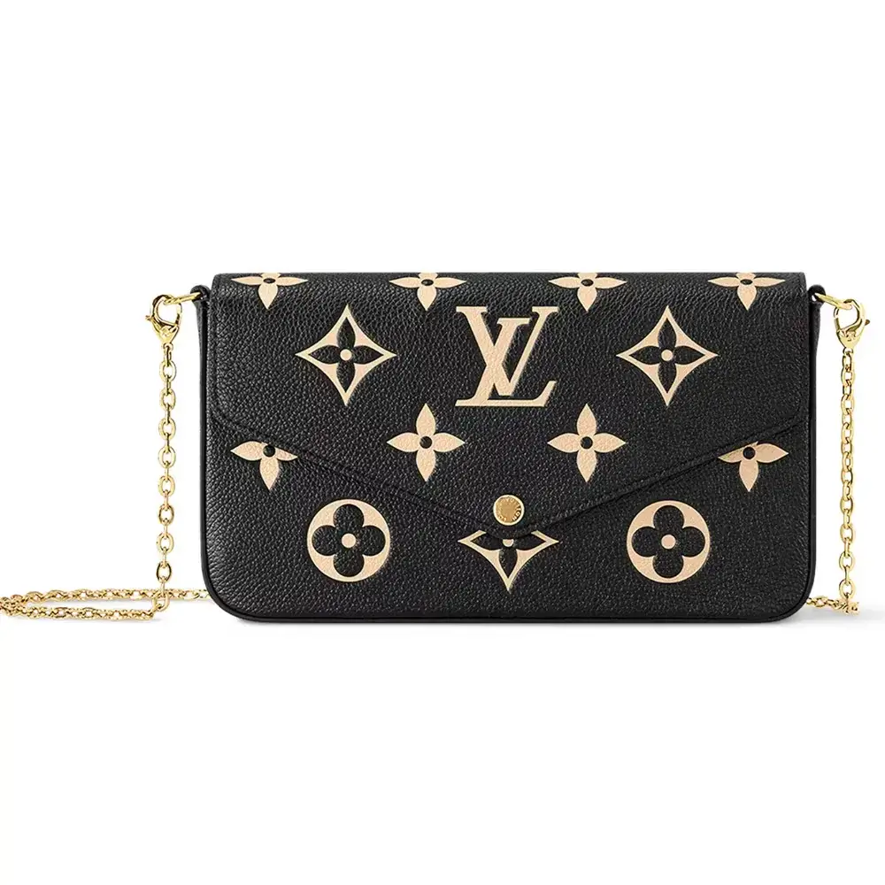 Louis Vuitton Félicie Pochette Bi color Monogram Empreinte Black Beige