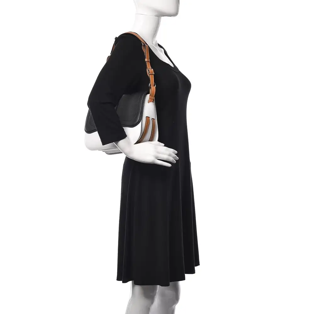 Hermes Harnais Bag in Epsom Butler White Black Natural Model shots 2