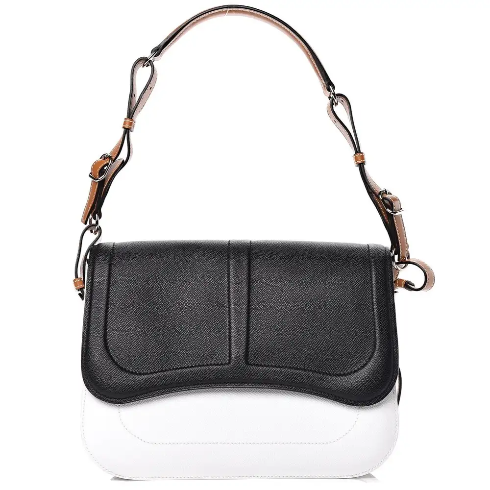 Hermes Harnais Bag in Epsom Butler White Black Natural