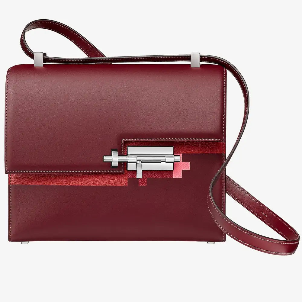 Hermes Verrou 21 Bag in Epsom calfskin and Mysore goatskin Rouge H vermillon grenat azalée