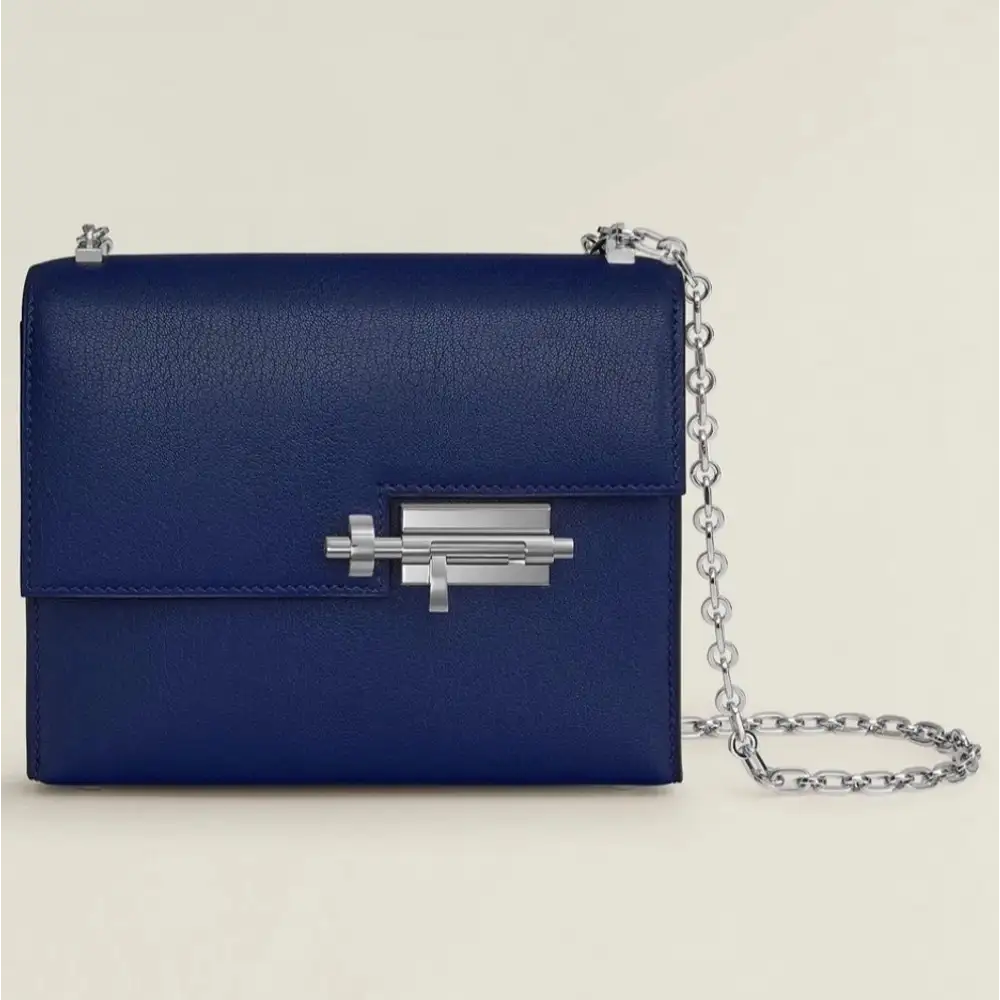 Hermes Verrou Chaine Mini Bag in Chamkila goatskin Bleu Saphir