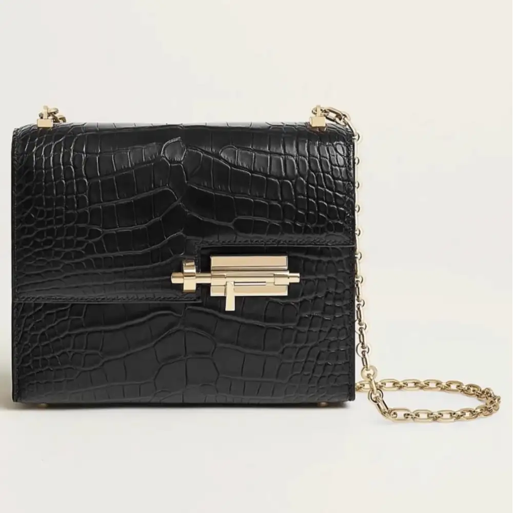 Hermes Verrou Chaine Mini Bag in Mississippiensis alligator Noir matte
