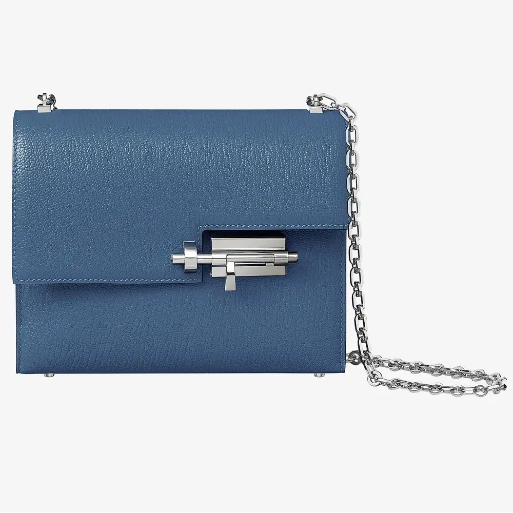 Hermes Verrou Chaine Mini Bag in Mysore goatskin Bleu Brighton