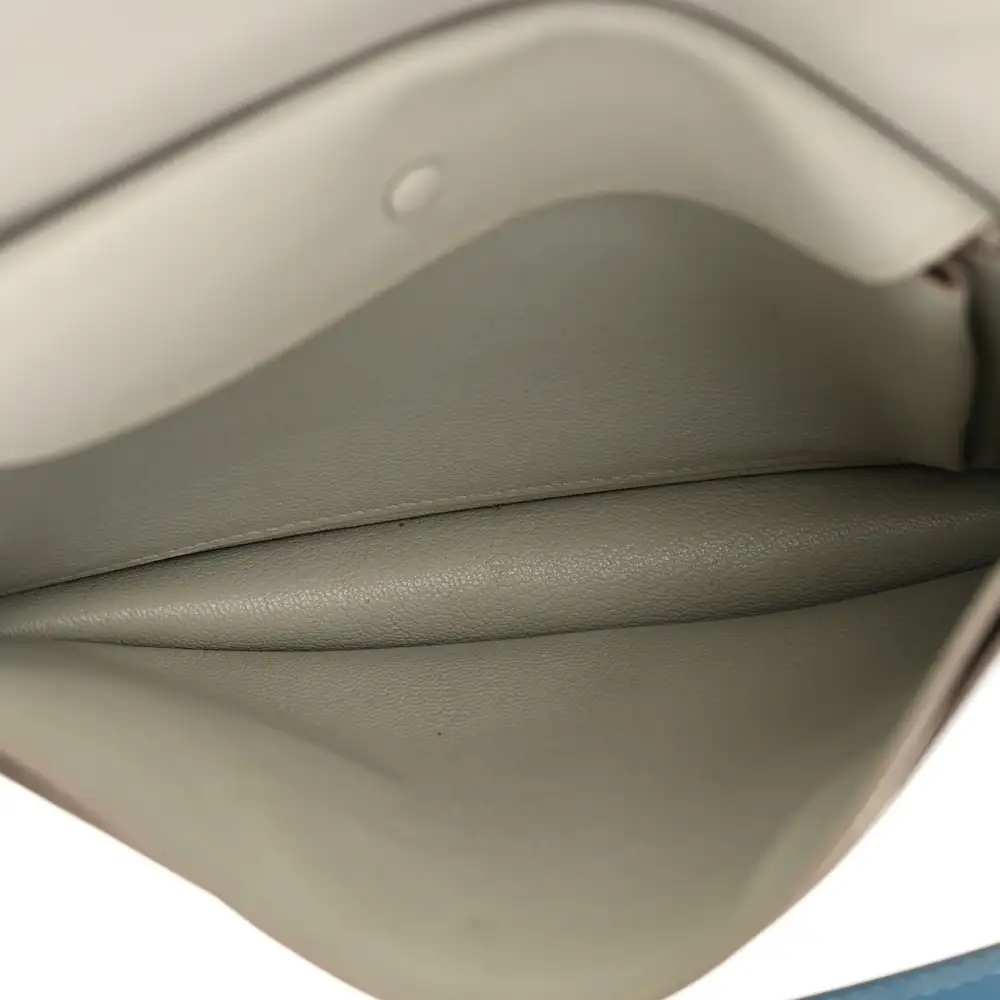 Hermes Faco II Bag in Evercolor Bleu Izmir Gris Perle Gold Interior pockets 4