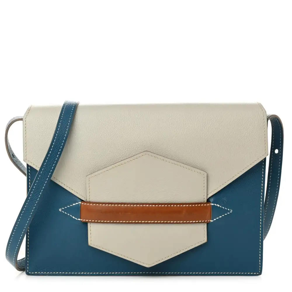 Hermes Faco II Bag in Evercolor Bleu Izmir Gris Perle Gold