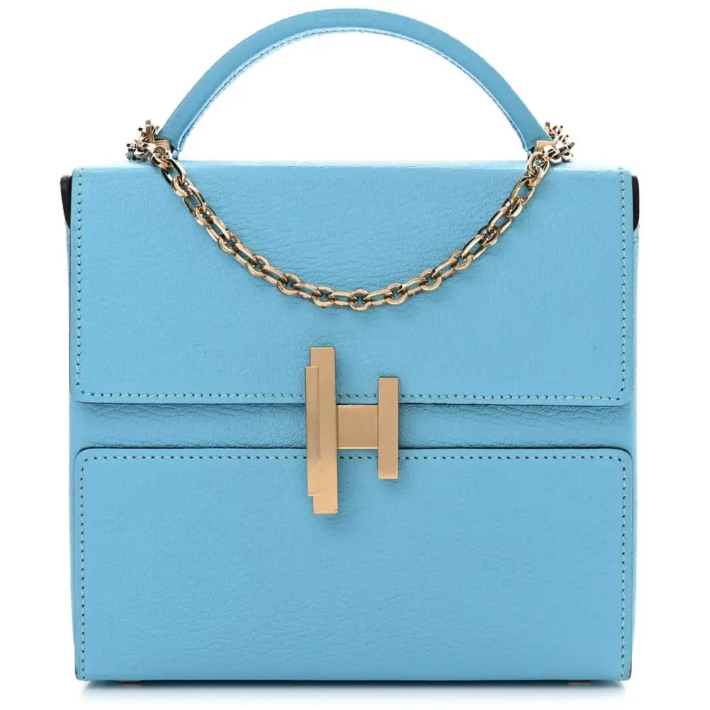 Hermes Cinhetic Boxy Top Handle Bag in Chevre Mysore Bleu De Nord