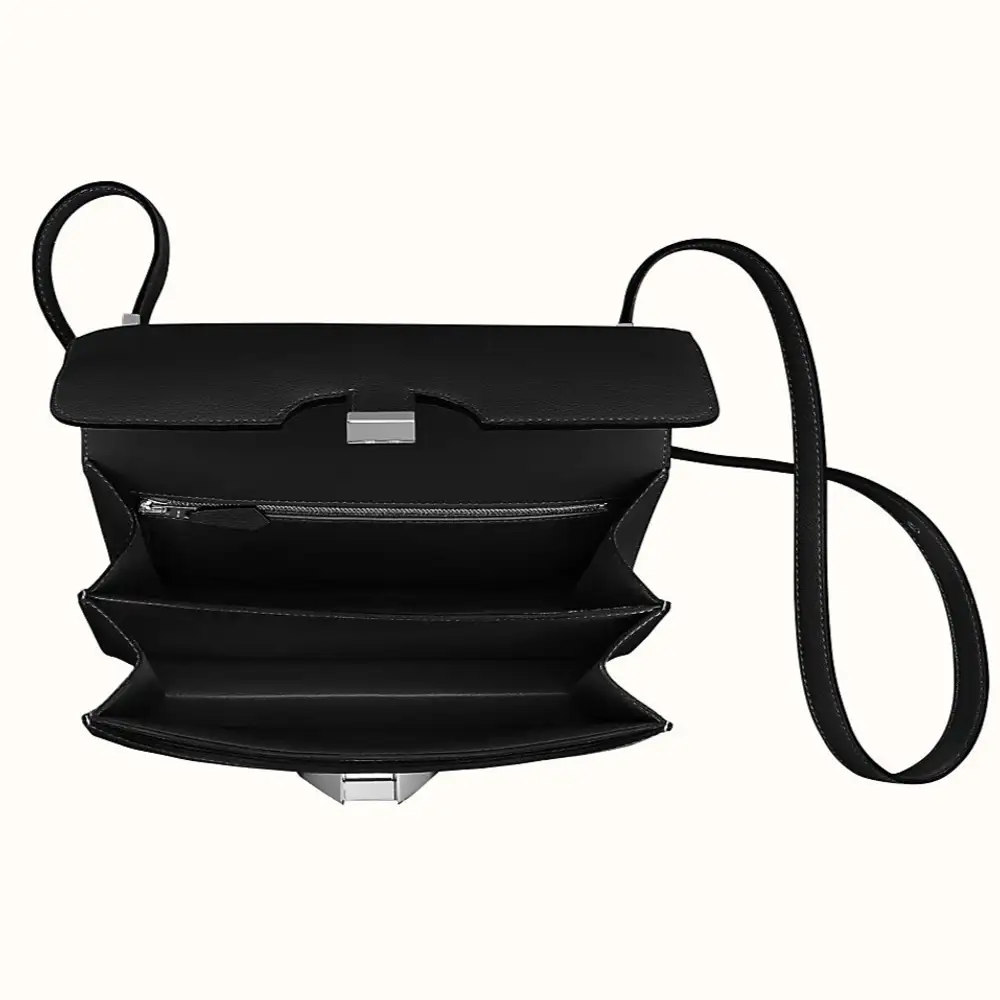 Hermes 2002 – 20 bag in Evercolor calfskin Noir Evergrain Interior pockets 4