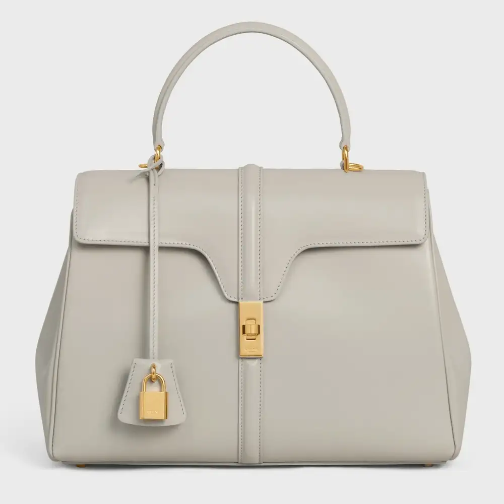 Celine Classique 16 Bag In Satinated Calfskin Light Stone