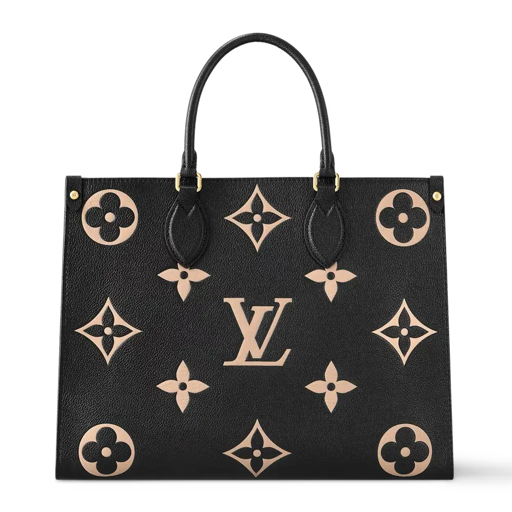 Louis Vuitton Onthego MM Bicolor Monogram Empreinte Bag Black Beige