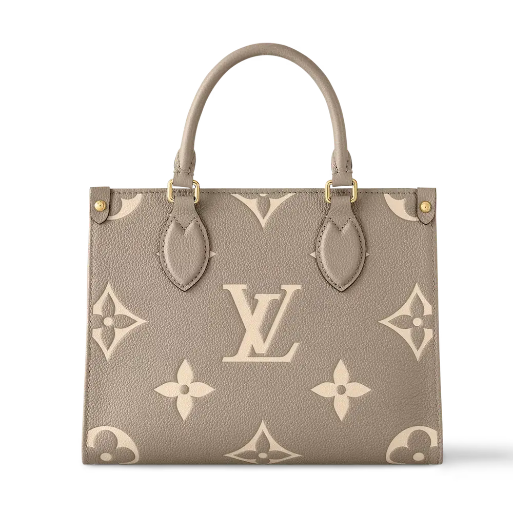 Louis Vuitton Onthego PM Bicolor Monogram Empreinte Bag Tourterelle Beige
