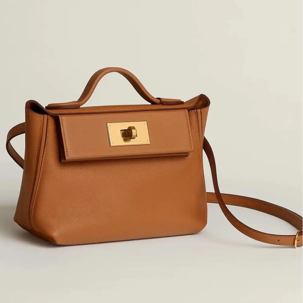 Hermes 24 24 Mini 21 Bag in Evercolor, Swift Gold