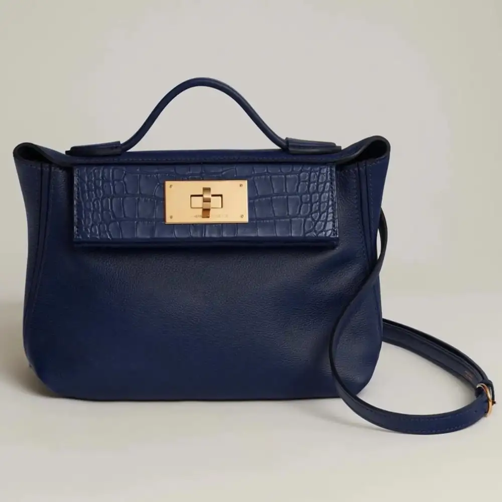 Hermes 24 24 Mini 21 Bag in Evercolor:Matte Mississippiensis alligator:Swift Terre Battue:Capucine Anémone