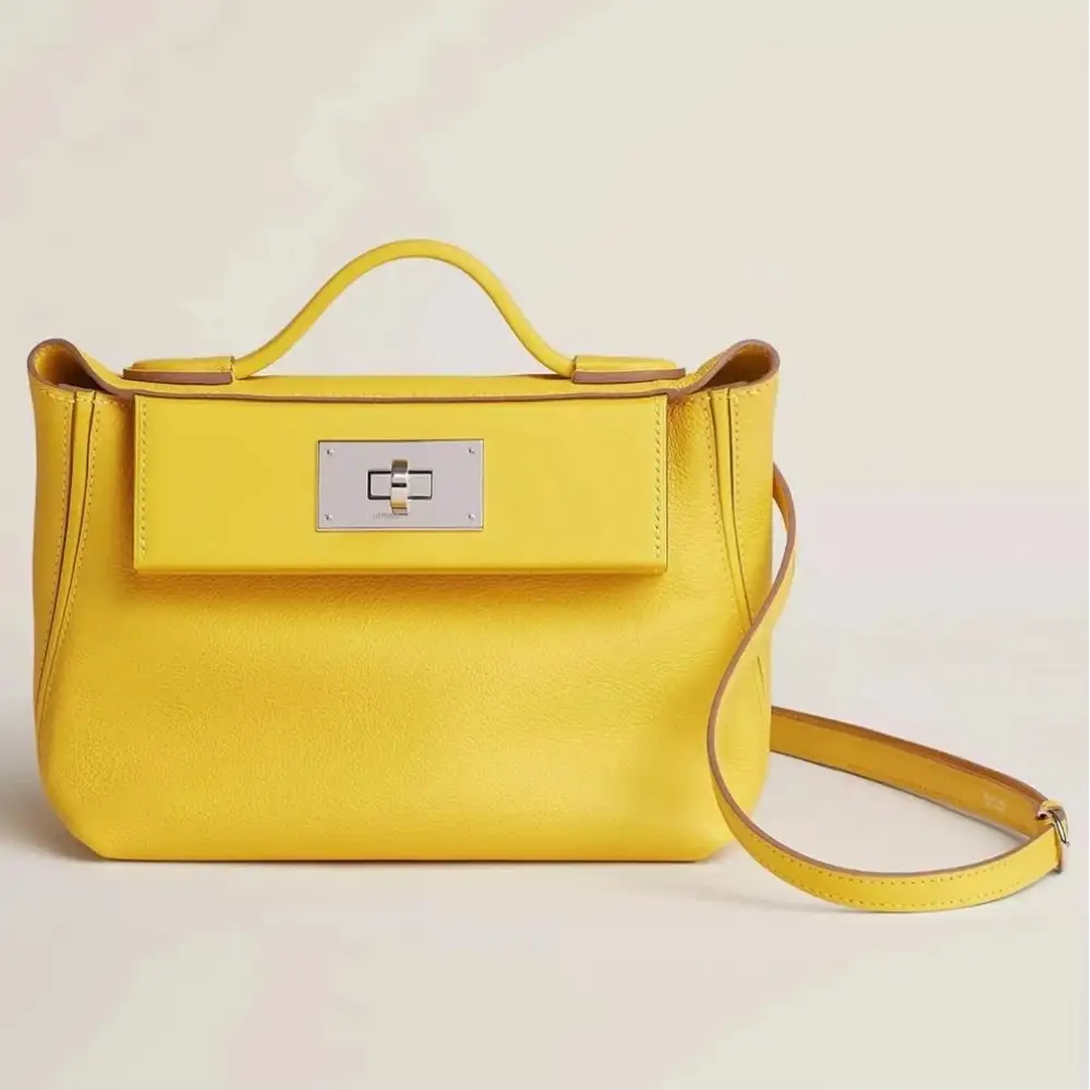 Hermes 24 24 Mini 21 Bag in Evercolor:Ostrich:Swift Vert Rousseau Cypres