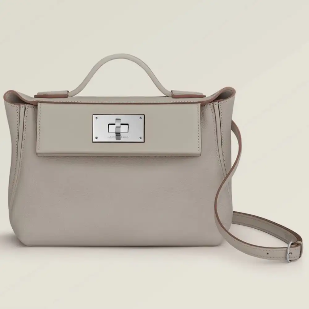 Hermes 24 24 Mini 21 Bag in Evercolor:Polished Niloticus lizard:Swift Bleu France Bleu Saphir