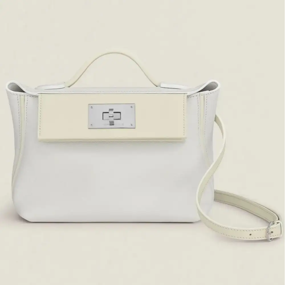Hermes 24 24 Mini 21 Bag in Evercolor:Swift Blanc Nata