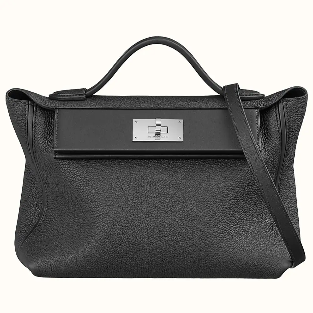 Hermes 24 24 29 Bag in Taurillon Maurice Swift calfskin Black Noir
