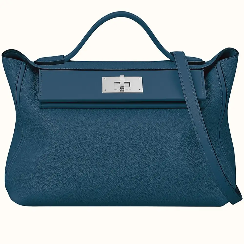 Hermes 24 24 35 Bag in Taurillon:Maurice Barenia:Togo Deep Blue