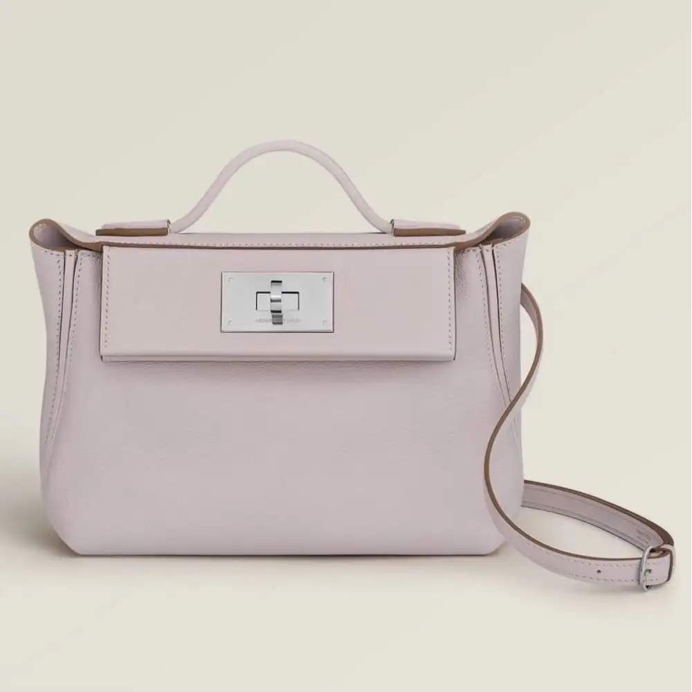 Hermes 24 24 Mini 21 Bag in Evercolor:Boreale ostrich:Swift Rose Texas