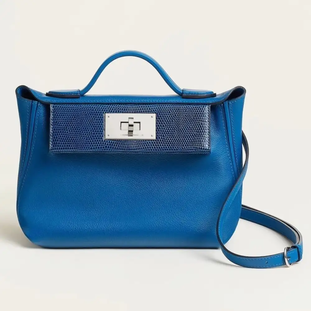 Hermes 24 24 Mini 21 Bag in Evercolor:Swift Mauve Pâle