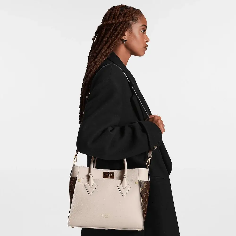 Louis Vuitton On My Side PM Bag in Monogram Canvas and Calf Leather Model shots 2