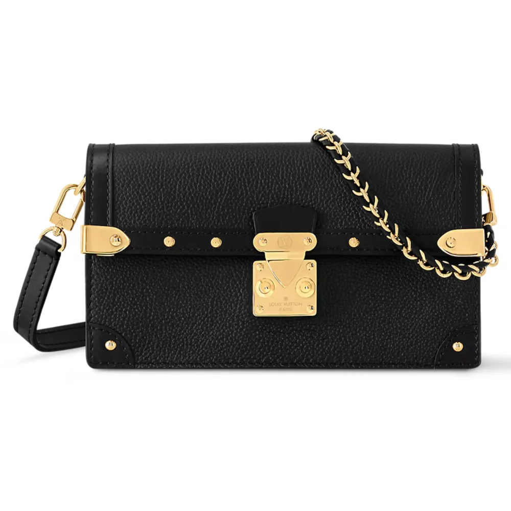 Louis Vuitton Trunk Chain Wallet in Calf Leather Black