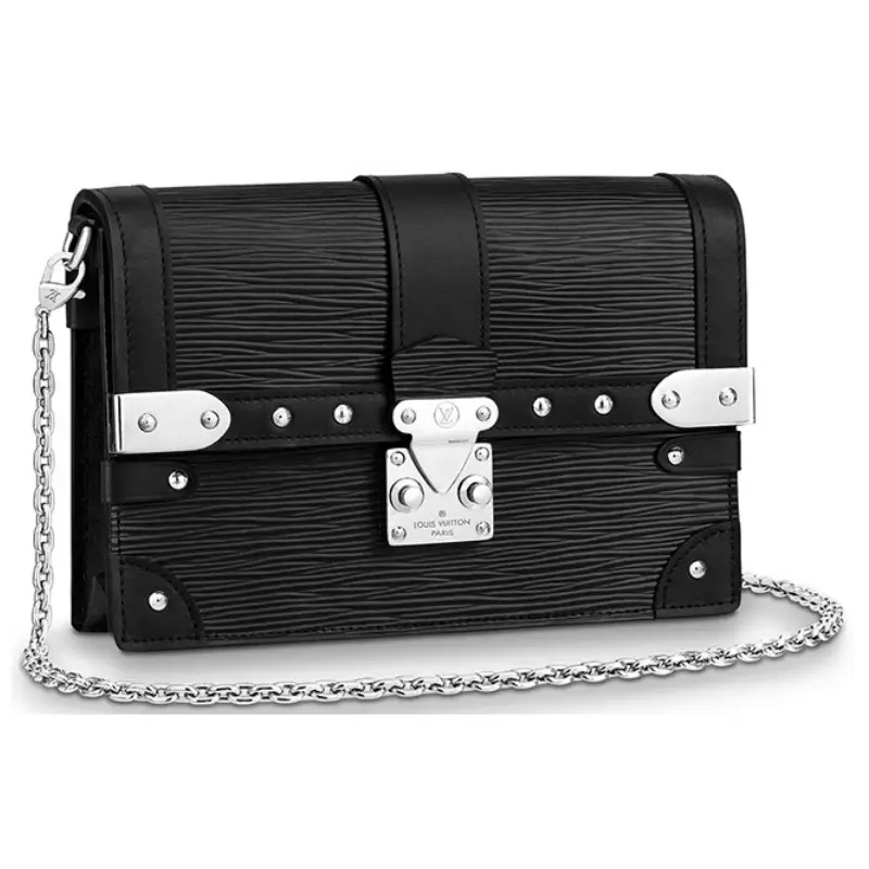 louis vuitton trunk chain wallet epi leather black
