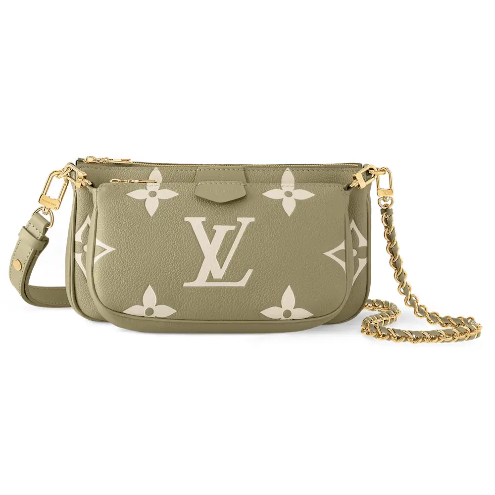 Louis Vuitton Multi Pochette Accessories in Bi color Monogram Empreinte Light Khaki Cream 2