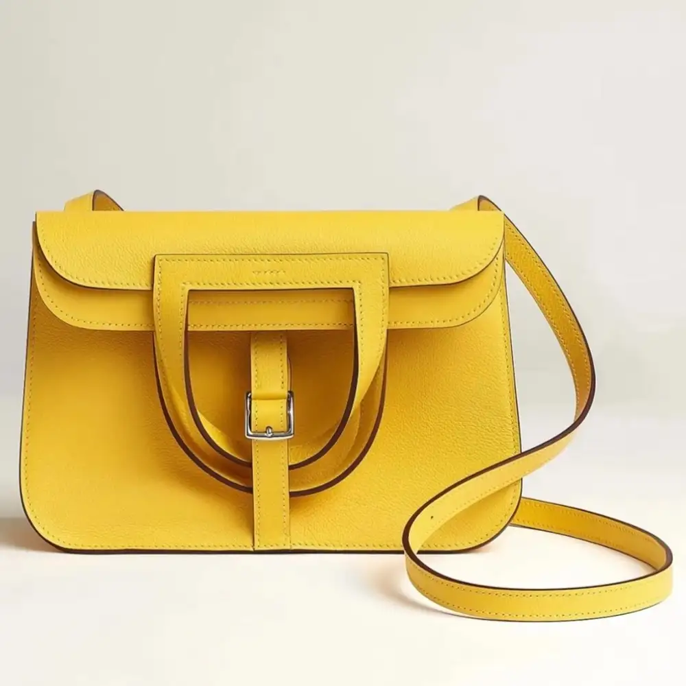 Hermès Halzan 25 bag in Evercolor Jaune de Naples