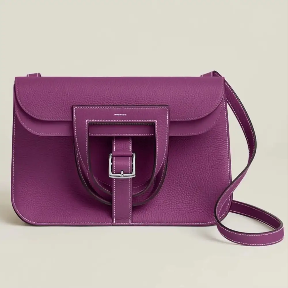 Hermès Halzan 31 Bag in Clemence Anémone