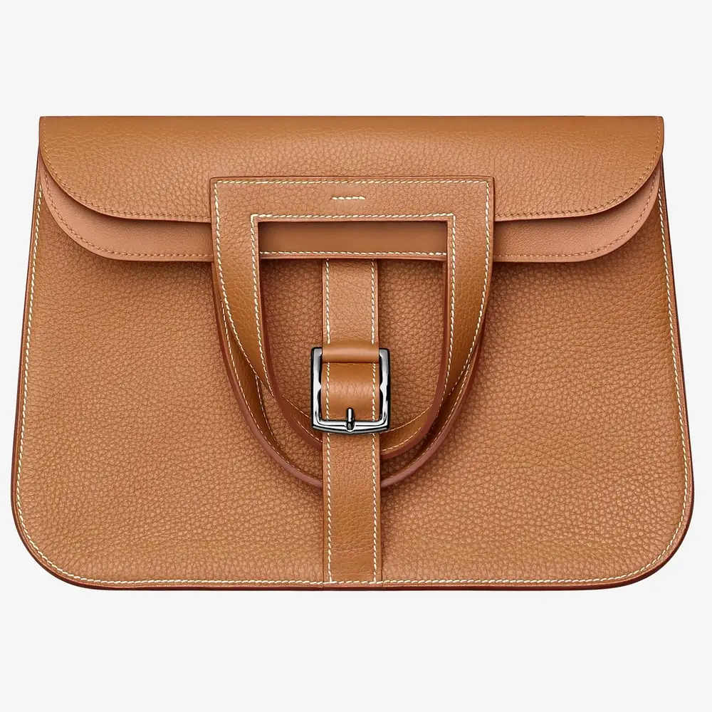 Hermes Halzan 31cm in Taurillon Clemence gold