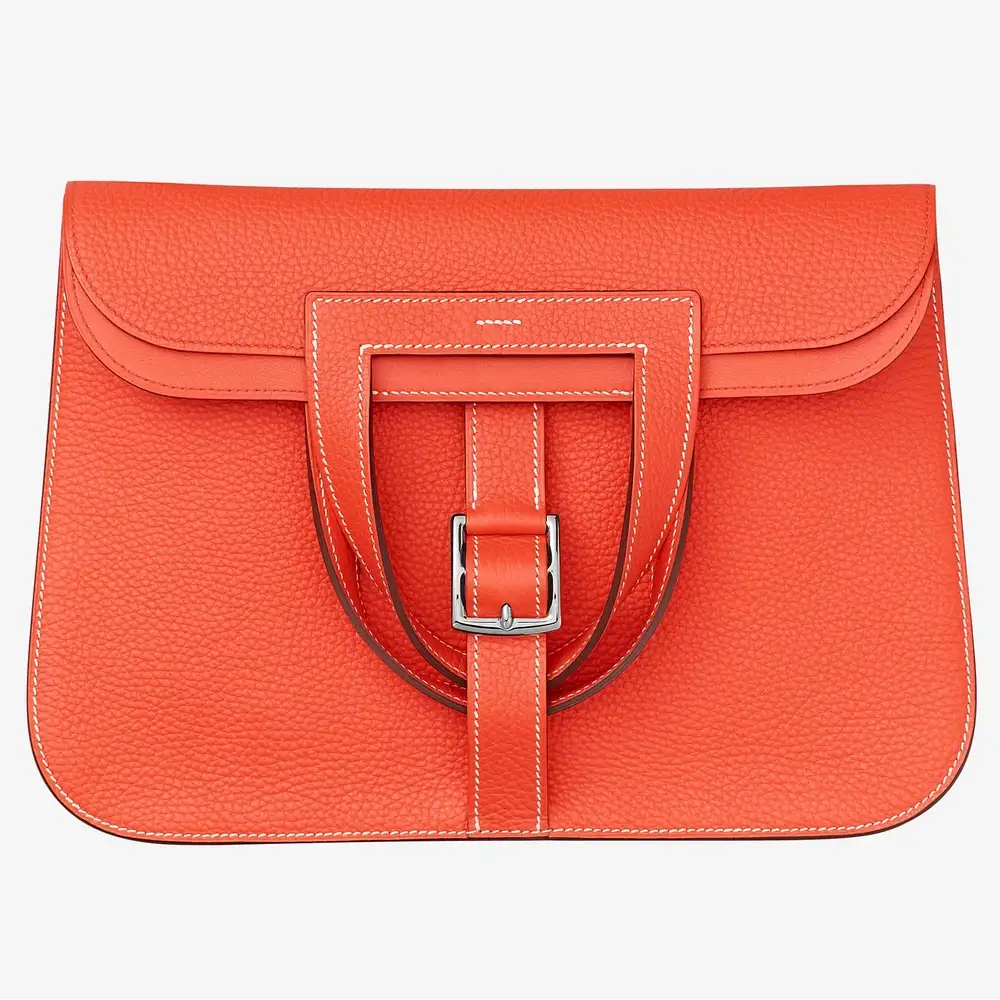 Hermes Halzan 31cm in Taurillon Clemence orange poppy orange poppy