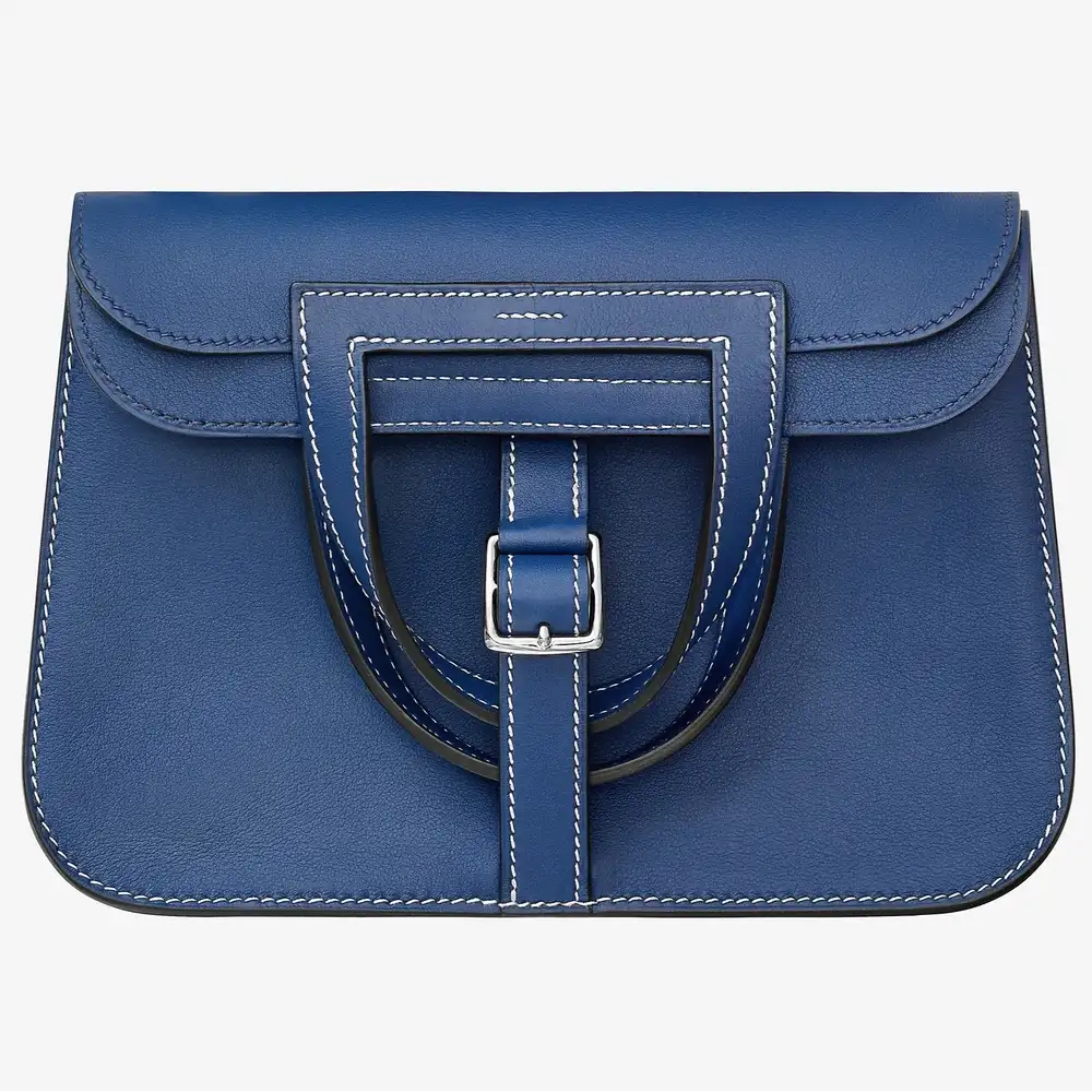 Hermes Halzan Mini bag in Swift calfskin Bleu saphir