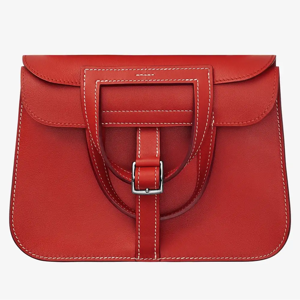 Hermes Halzan Mini bag in Swift calfskin Rouge tomate rouge tomate