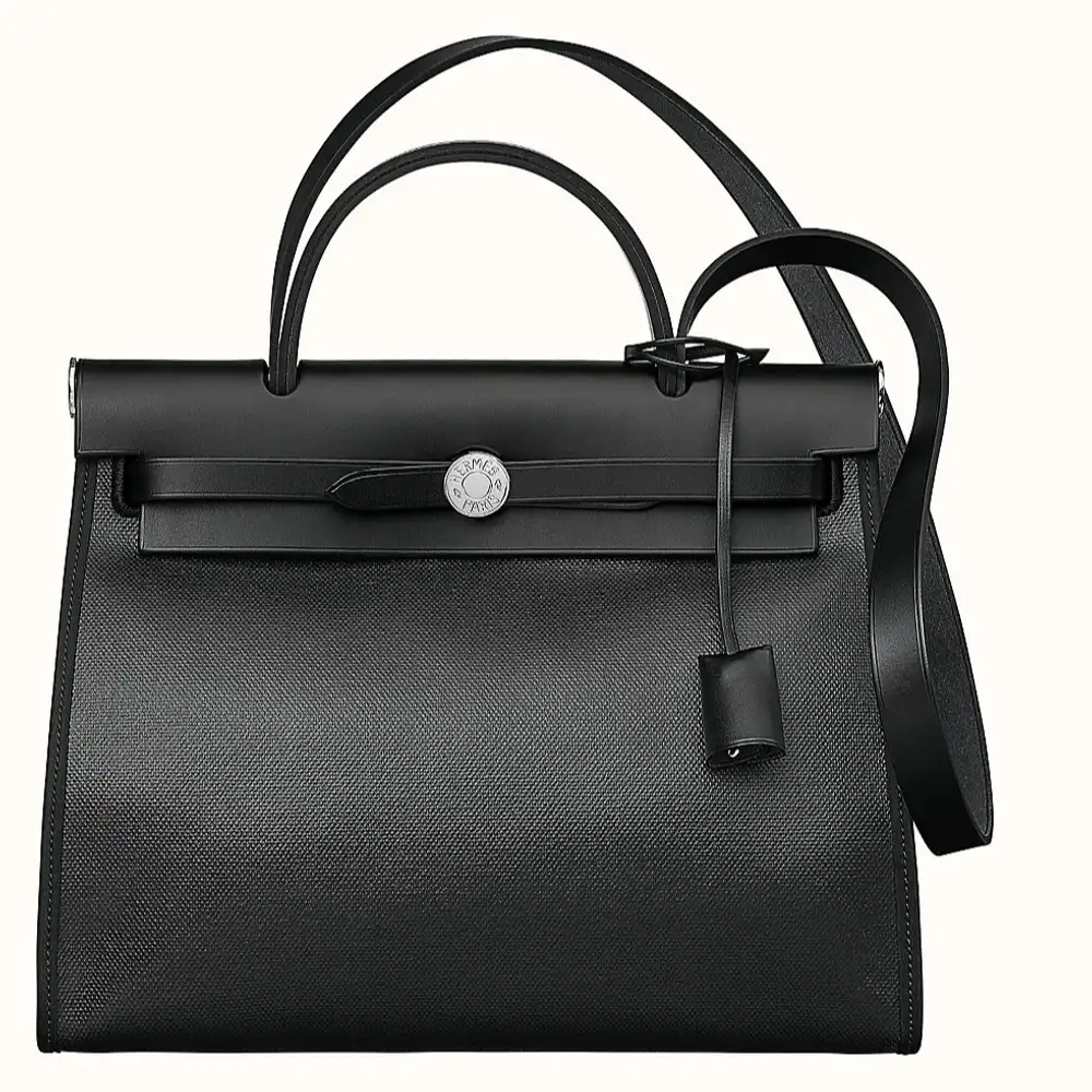 Hermes Herbag Zip 31 Bag in H Berline canvas and Hunter leather Brown jeans(1)