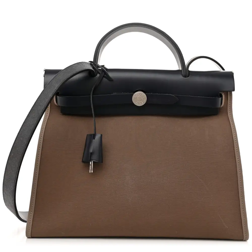 Hermes Herbag Zip MM 31 Bag Toile Vache Hunter in Bleu Marine