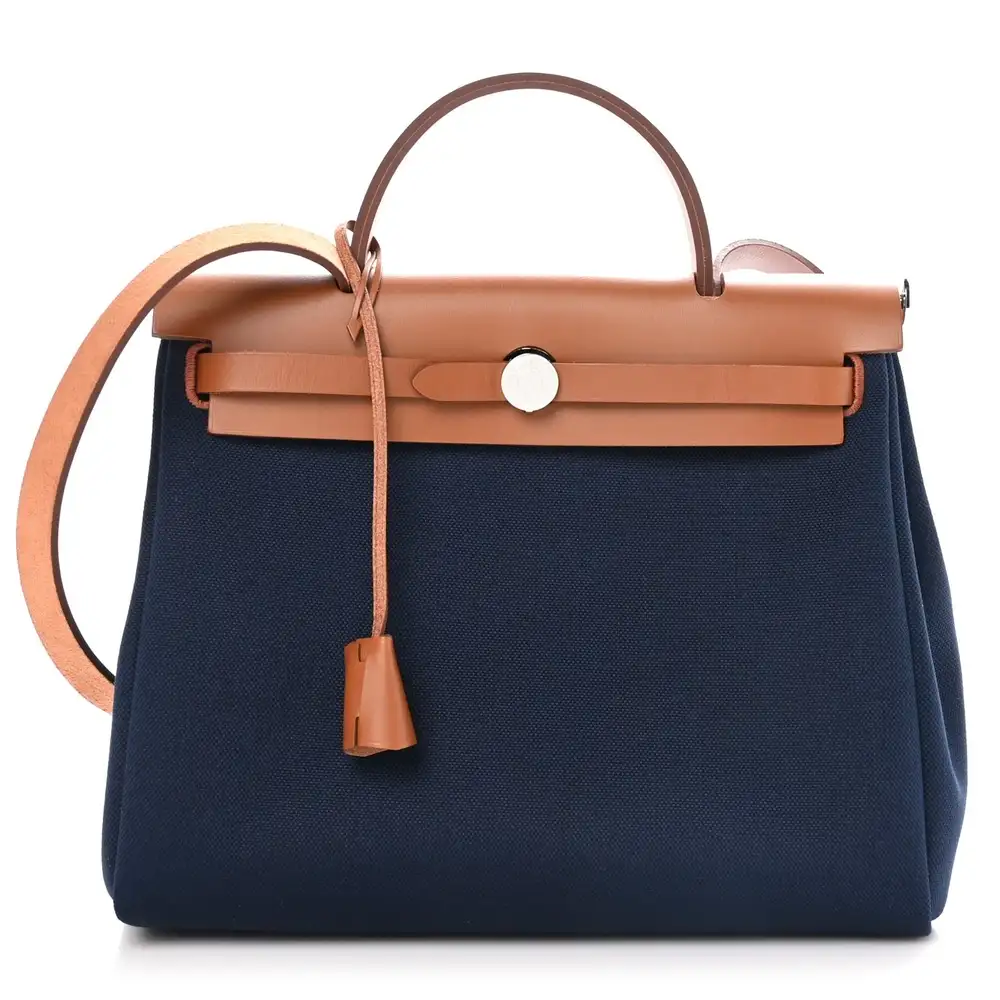 Hermes Herbag Zip PM 31 Bag in Canvas Hunter Blue Marine