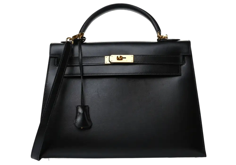 Hermes Kelly 32 Bag in Box Sellier Black Front image