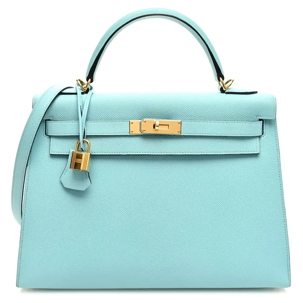 Hermes Kelly 32 Bag in Epsom Bleu Atoll